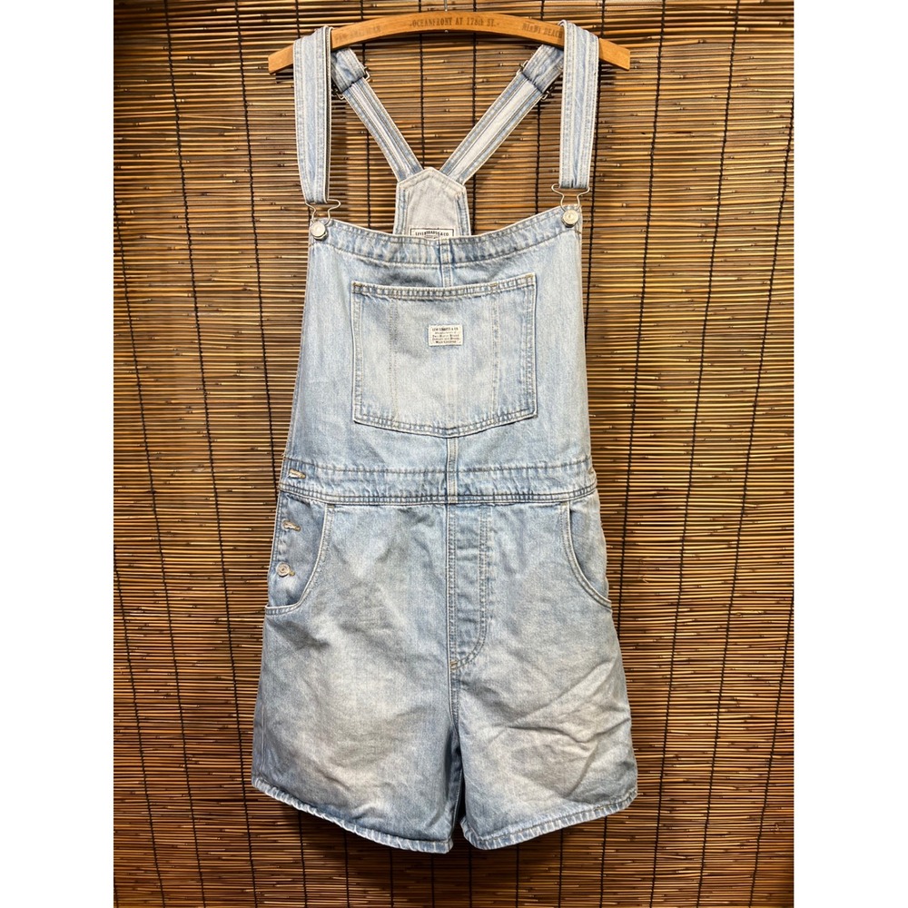 Levi's XL Denim Shortalls Light Wash Blue Cotton Overalls